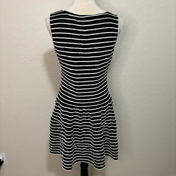 Max Studio Black and White Striped Sleeveless Scoop Neck Drop Waist Dress Size M - Picture 4 of 10